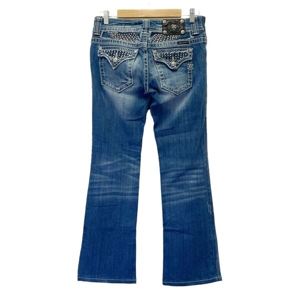 Miss Me Y2K Jeans Bling Rhinestone Angel Wing Bootcut Medium Wash JP5086 Size 29 - Picture 4 of 16